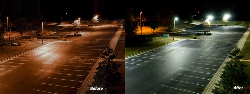 LED Parking Lot Lighting Converted HPS