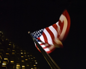 FLAG AT NIGHT FOR FLAGPOLE LIGHTING FIXTURE